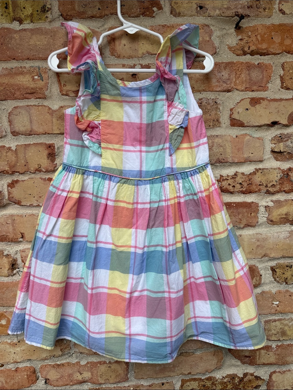 Tommy Bahama Pastel Plaid Ruffle Shoulder Dress - Pink, Yellow, Blue, Green
